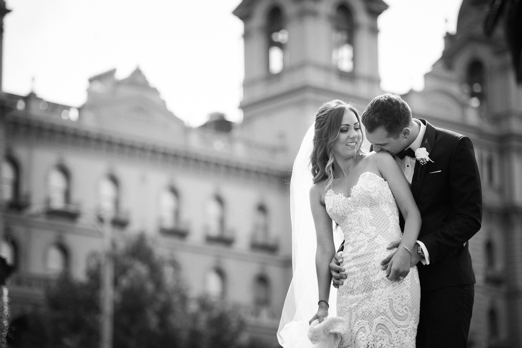 Wedding kiss at San Remo Ballroom