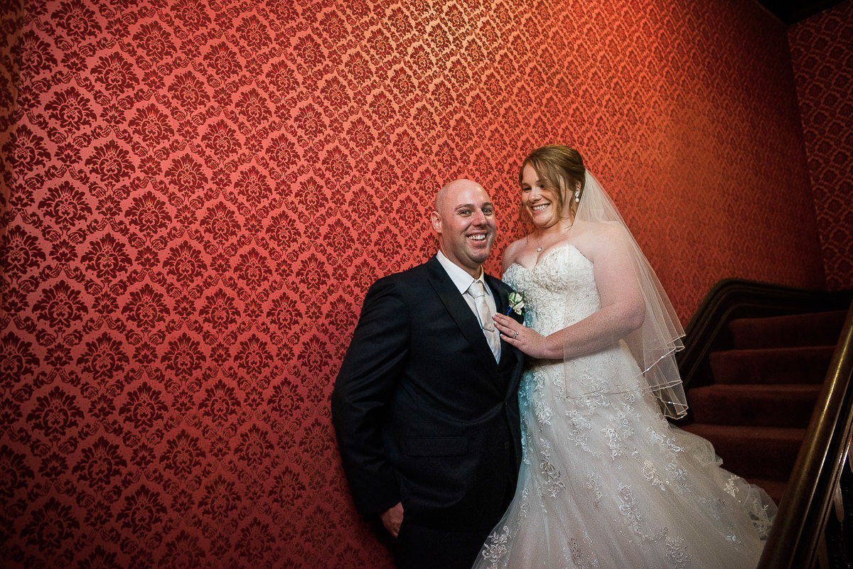 The Gables Wedding red wall